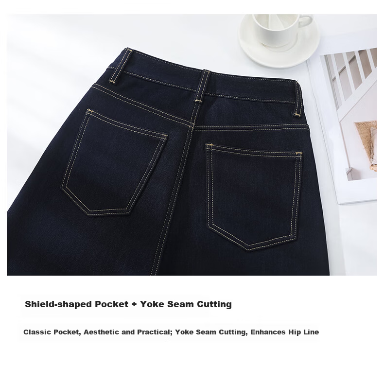 Xueqiman Denim Blue Women's Jeans 2026 Spring New Wrinkle-Resistant Slim Straight High-Waist Wide-Leg Pants 20