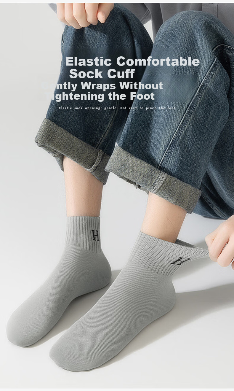 Yimian Men's Short Socks 100% Cotton Summer Thin Antibacterial Odor-Resistant Breathable Sports Cotton Low-Cut Socks 10 Pairs 9
