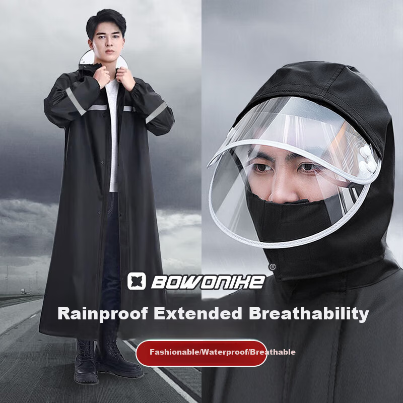 BWNK Long Waterproof Full-Body Raincoat Unisex Adult Outdoor Workwear Reflective Rain Poncho
