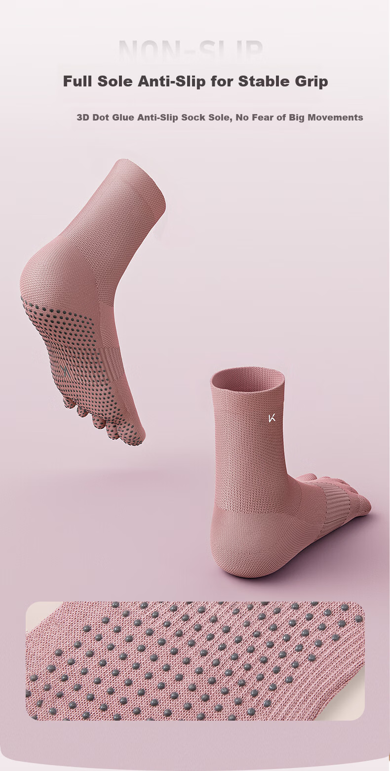Keep Women's Five-Toe Non-Slip Yoga Socks Breathable Moisture-Wicking Indoor Fitness Dance Socks 5