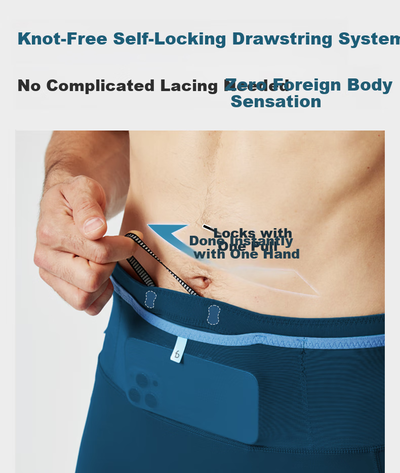 Feibit Thin Fleece Long Pants 3.0 Men's Sweat-Wicking Running Compression Waist Bag Pants Warm Fleece Twilight Blue M 11