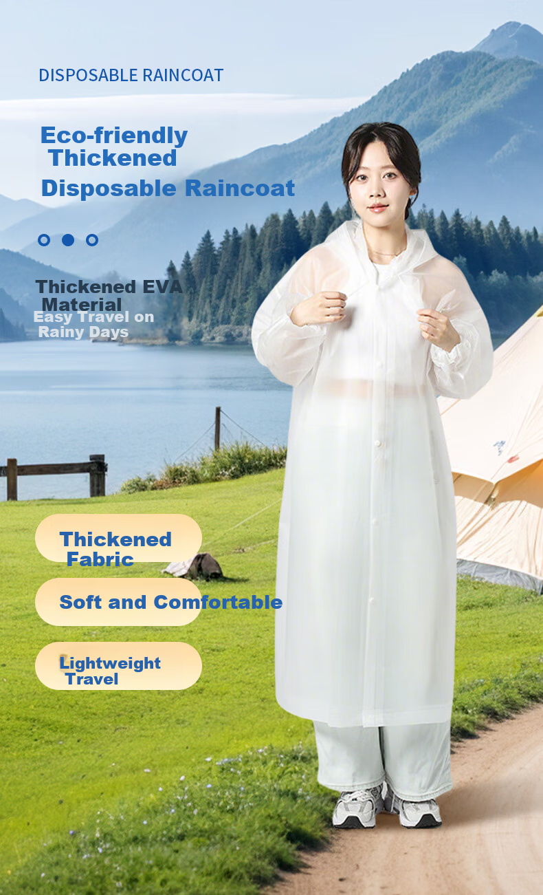 Lelandi Electric Bicycle Raincoat, One-Piece Thickened Extended Heavy Rain Protection Cycling Poncho with Double Brim, Blue L1185 1