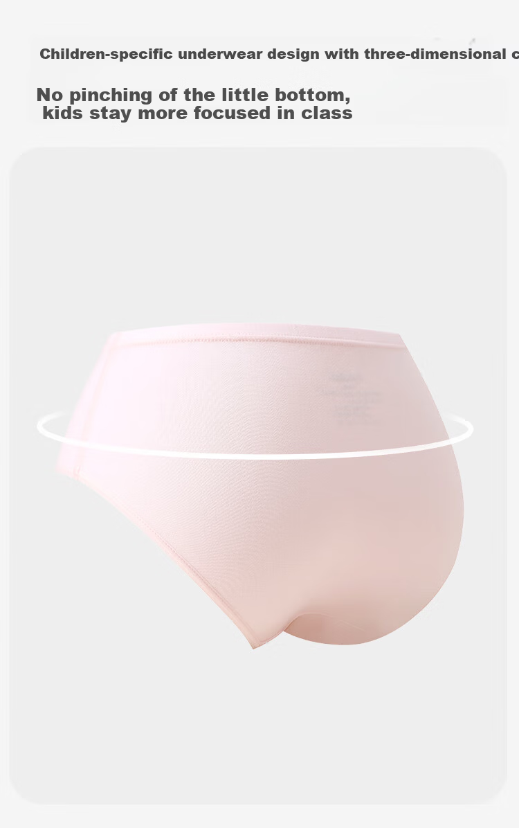 Jiusuiban Kids Girls' 7A Antibacterial Silk Gusset Cotton Boxer Briefs, Refreshing 3D Jacquard Shorts for Older Children 5