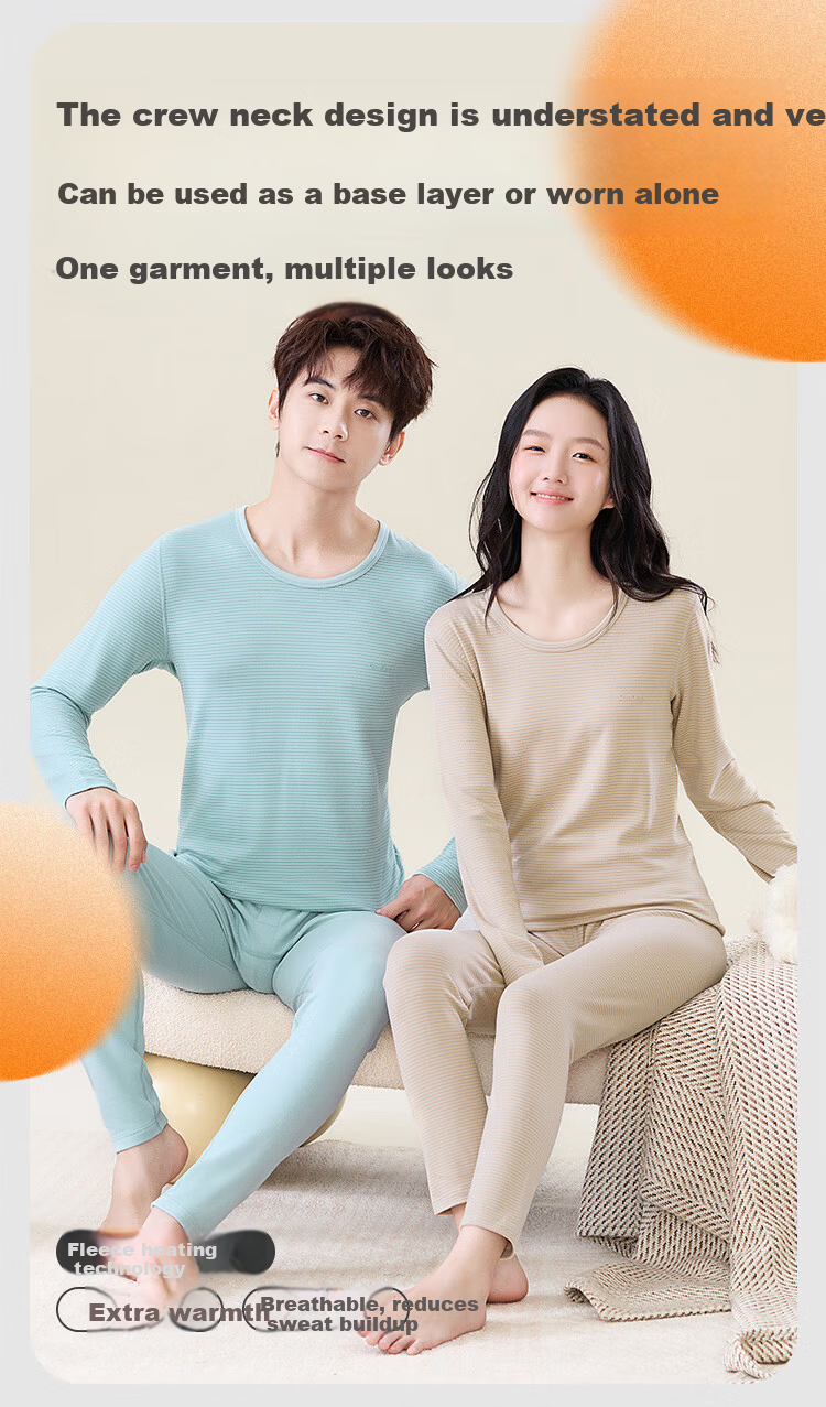 MiiOW Youth Thermal Underwear Autumn Winter A-Class Antibacterial Fleece Pajamas for High School Students Boys Big Kids Autumn Top and Bottom Set 3