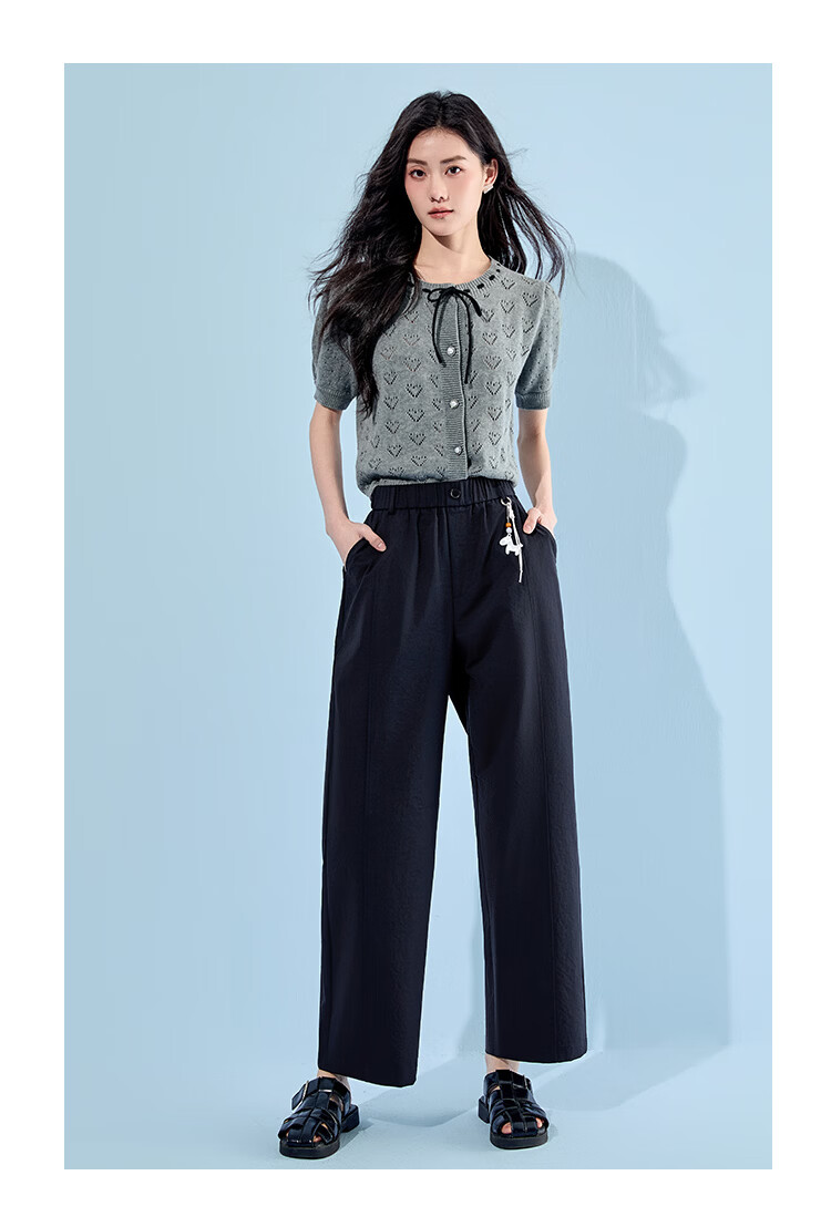 Free Style Wide-Leg Pants for Women Summer Thin Nine-Point Straight Casual Pants 2026 New High Waist Slim Loose Narrow Balloon Pants 22