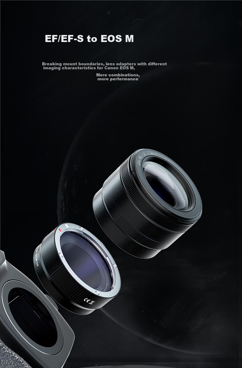 Jinling Shengbao EF-EOSM Camera Adapter Ring Canon M6 M5 M50 M50II M100 EF/EFS Small Lens to EFM Mirrorless Camera M Mount Autofocus 3