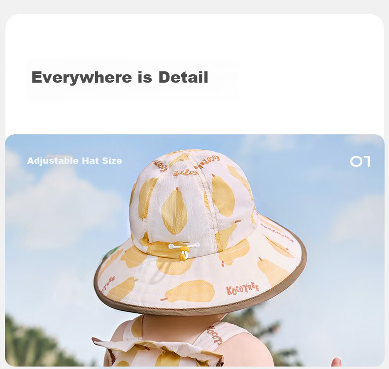 Kocotree KK Tree Kids Sun Hat Large Brim Boys Girls Baby Sunshade Printed Fashion Bucket Hat 25