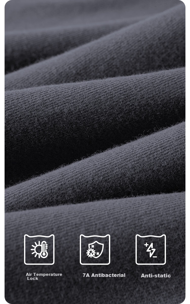 MiiOW [Xinjiang Long-Staple Cotton] Men's Thermal Underwear, Seamless Antibacterial Autumn Top And Bottom, Thin Round Neck Base Layer Set 6