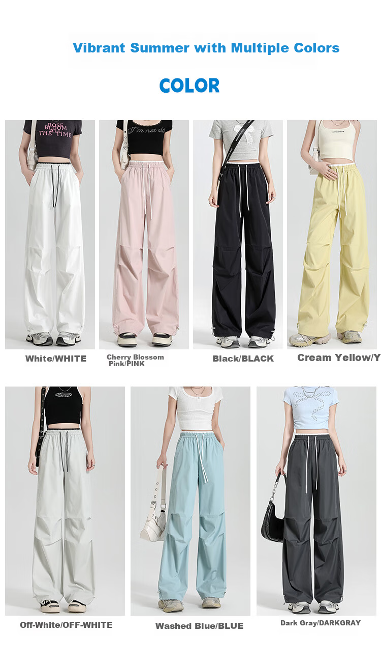 Free Style Paratrooper Cargo Pants for Women Spring Summer High Waist Draped Casual Wide Leg Ice Silk Quick-Dry Hiking Sports Pants 12