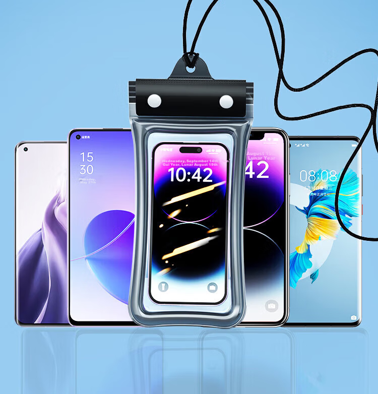 Beiyipin Transparent Waterproof Phone Pouch Touchscreen Swimming Beach Floating Water Park Sealed Lanyard Airbag Phone Case Neck Hanging Waterproof Rainproof Hot Spring Deep Diving Sealed Bag 20