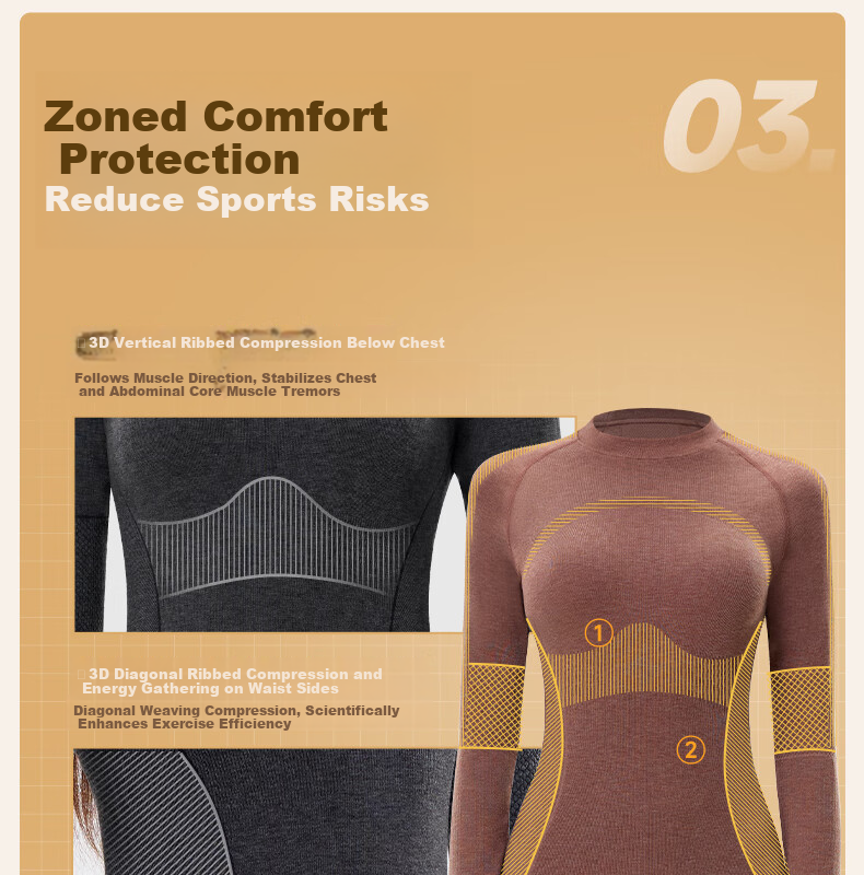 GRACEWELL Women's Thermal Sportswear Autumn Winter Wool Heat Retaining Slim Fit Base Layer Set Autumn Top and Bottom Cocoa Brown F 16