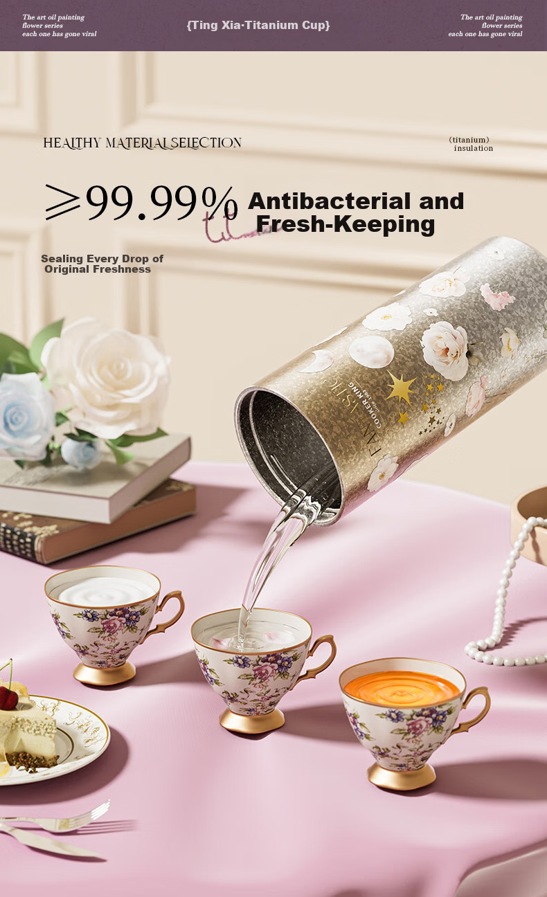 Chuida Huang Titanium Cup Gift Box Pure Titanium Insulated Cup High-Value Water Coffee Cup 520ml Alice in Wonderland 5