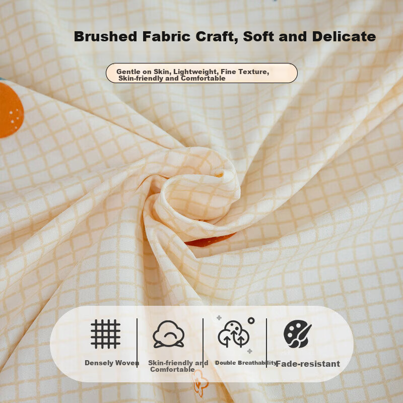 KING SHORE Brushed Cotton Sheet 7A Antibacterial Thickened Naked Sleep Bed Sheet Dormitory Student Single 160*230cm Sweet Orange