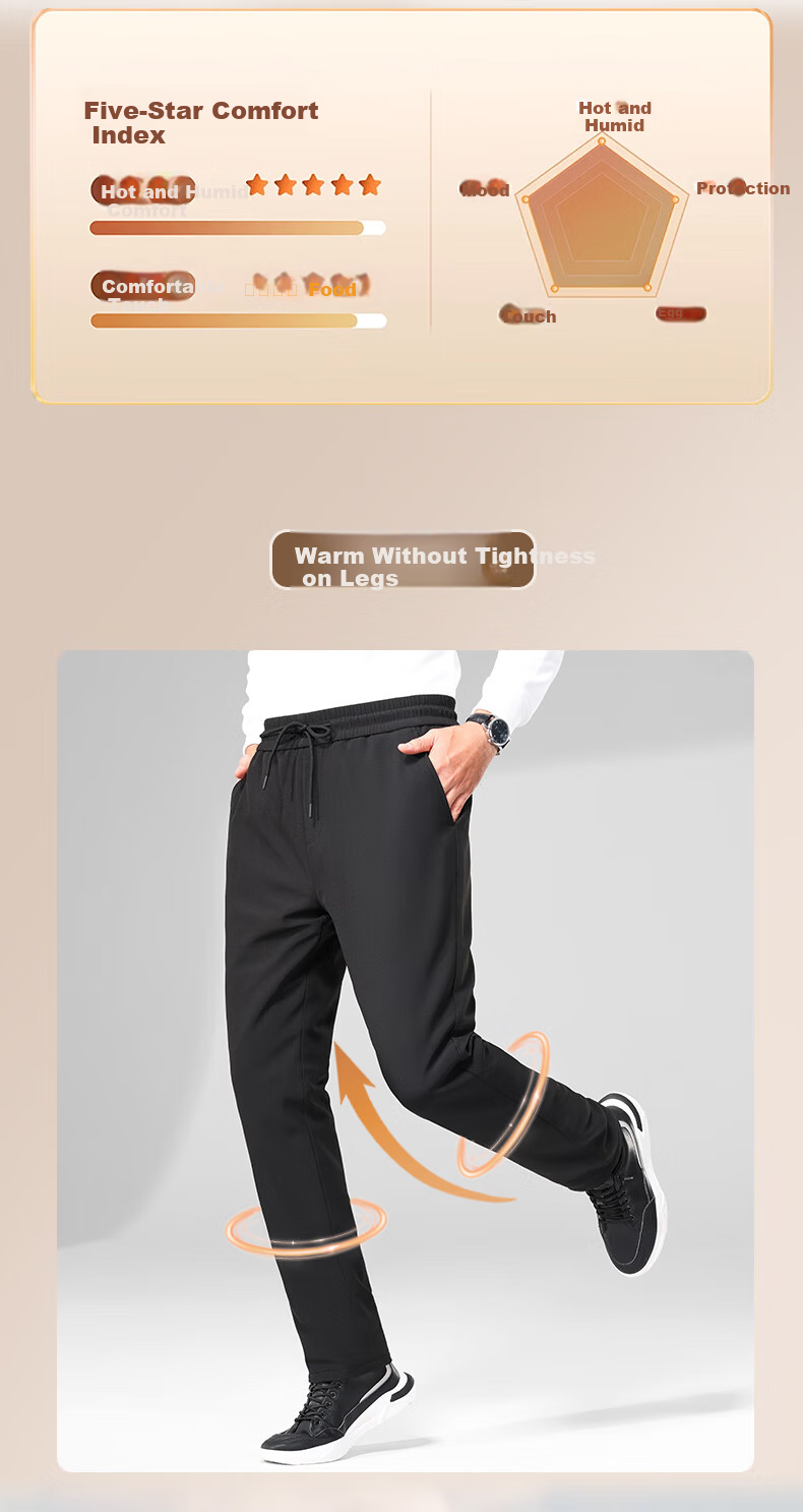 TUCANO Men's Winter Down Pants Thickened Warm Goose Down Casual Windproof Cotton High Waist Straight Leg Trousers 3