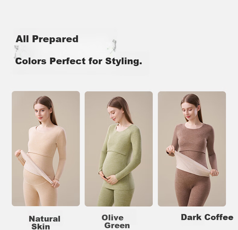 MiiOW Maternity Thermal Underwear Set for Women Postpartum Nursing Velvet Autumn Winter Plus Size Confinement Wear 28