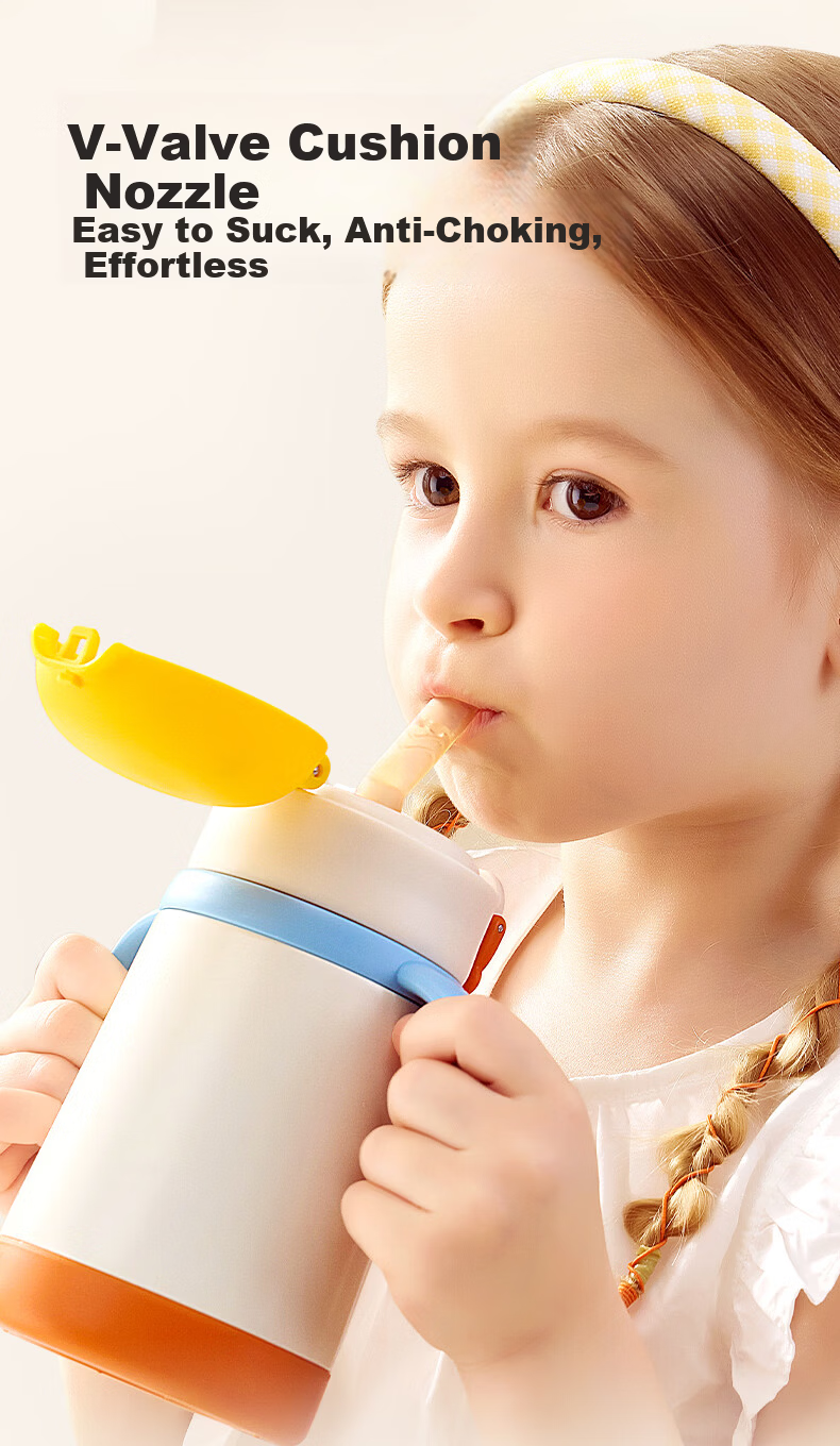LUSN Kids Insulated Straw Cup Baby Sippy Cup Infant Drinking Cup Baby Bottle Kindergarten 316L Stainless Steel Water Bottle 5