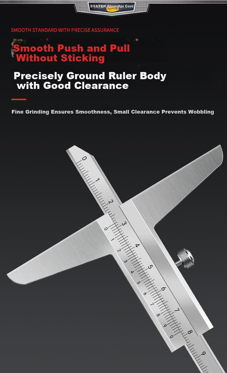 SYNTEK Integrated Depth Gauge High-Precision Industrial Vernier Height and Depth Caliper 150mm 7