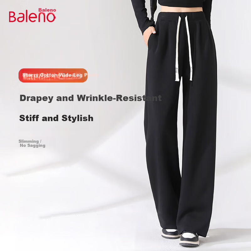 Baleno Women's Casual Sports Straight Wide-Leg Pants 2026 Spring Autumn Fashion Versatile Soft Breathable Elegant Trousers