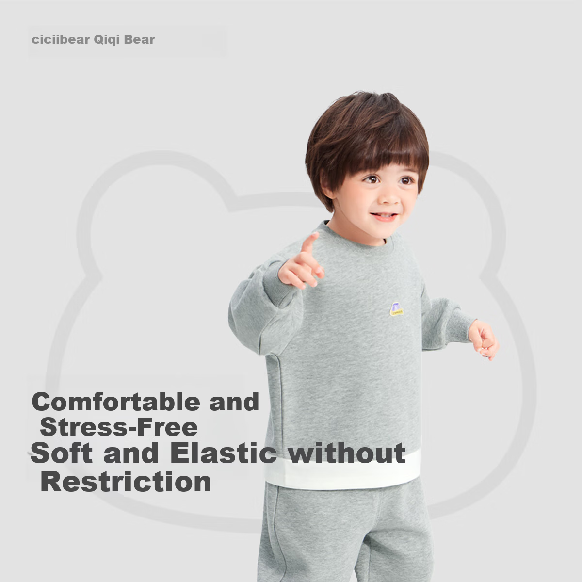 Ciciibear Baby Boys' Sweatshirt Set Spring Autumn Sports Two-Piece Style 300g Fabric College Style