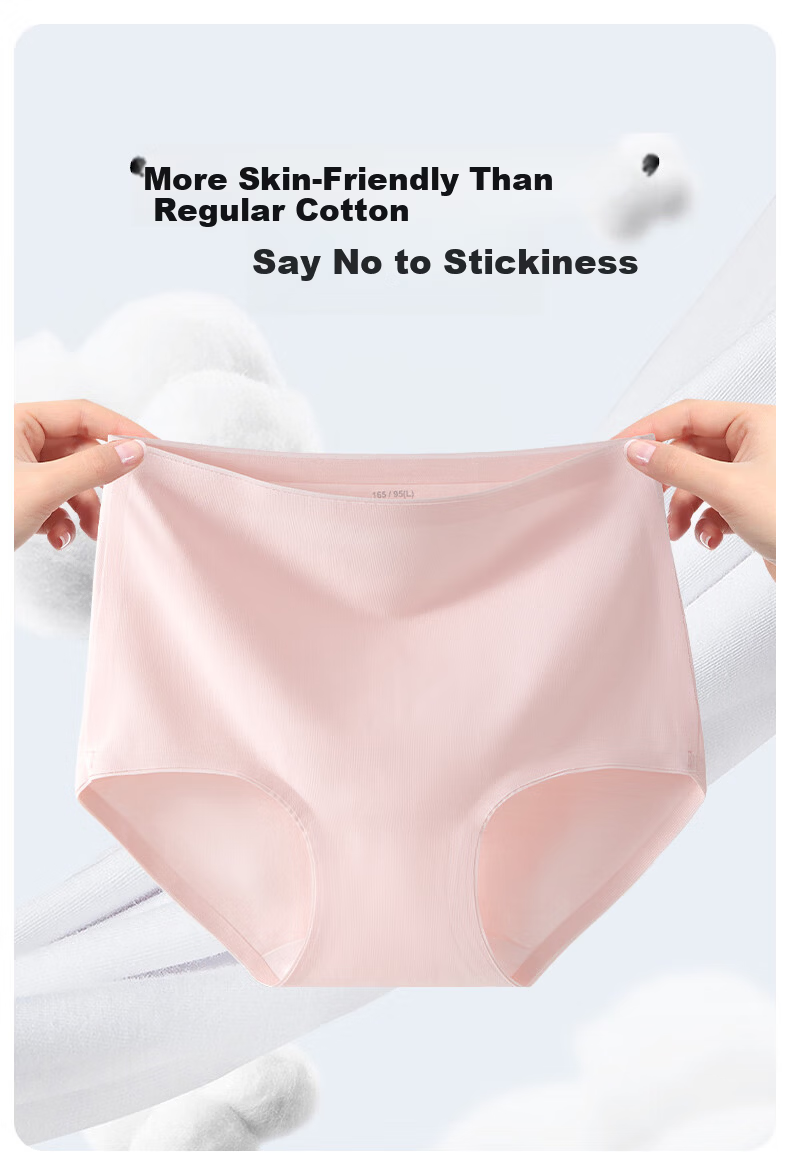 Sanleya Women's Underwear 50s Combed Cotton 10A Antibacterial Pure Cotton Gusset Breathable Comfortable Mid-Waist Briefs 4-Pack 5
