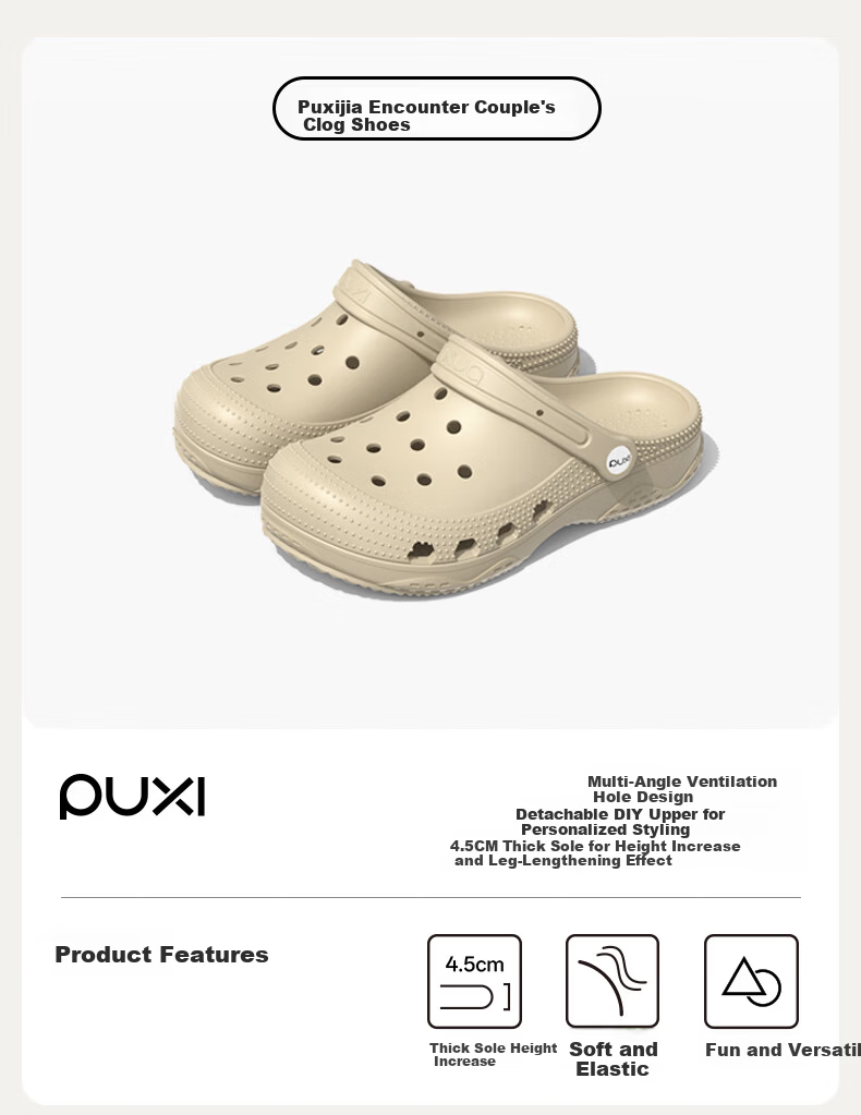 Puxi Women's Summer Thick-Soled Cloud White Slip-On Sandals Non-Slip Beach Shoes for Couples Size 39-40 1