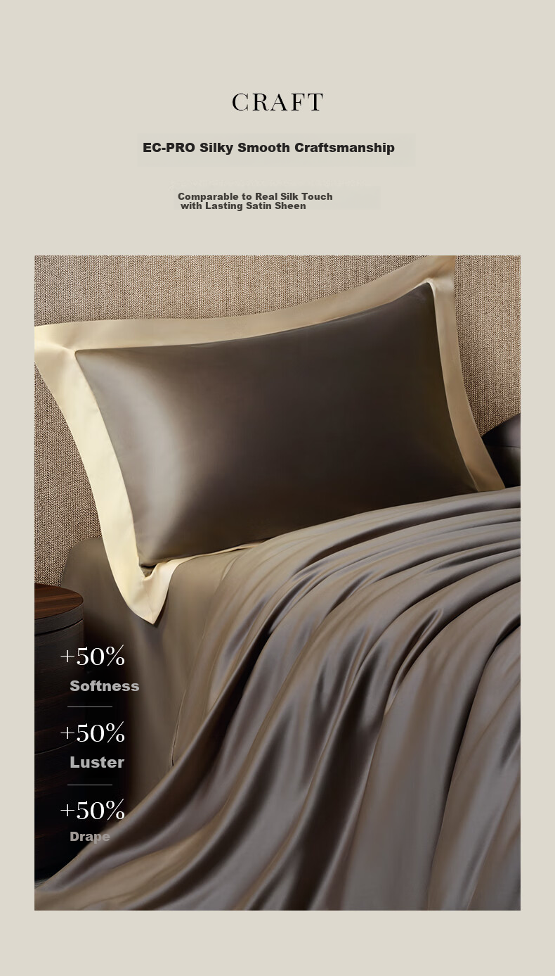 Kang'erxin Premium 4-Piece Set 100-Thread Count Sateen Cotton Bed Sheet and Duvet Cover Hotel Bedding Deep Twilight Gray 1.5m Bed 5