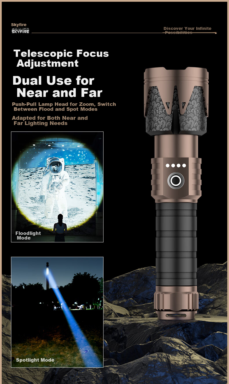 Tianhuo Flashlight Qian Kun High Brightness Ultra Long Battery Life 200000 Lumens Penetrating Outdoor Long Range Home Use 8