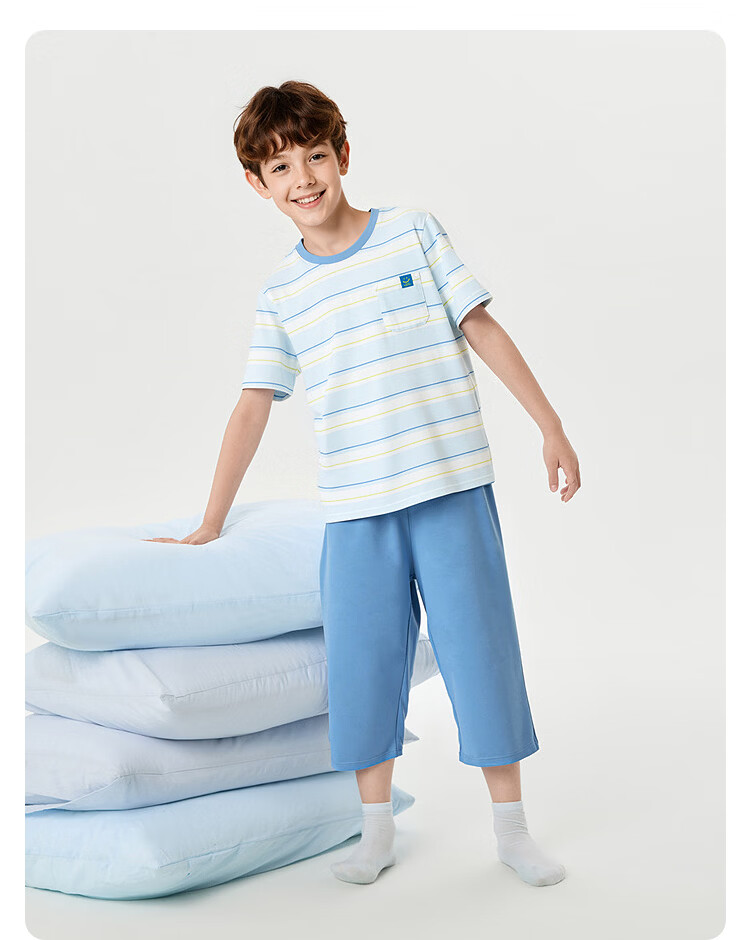 Balabala Kids Pajama Set Spring Summer Lightweight Air Conditioning Clothes Boys Girls Homewear Quick-Dry for Toddlers and Older Children 17