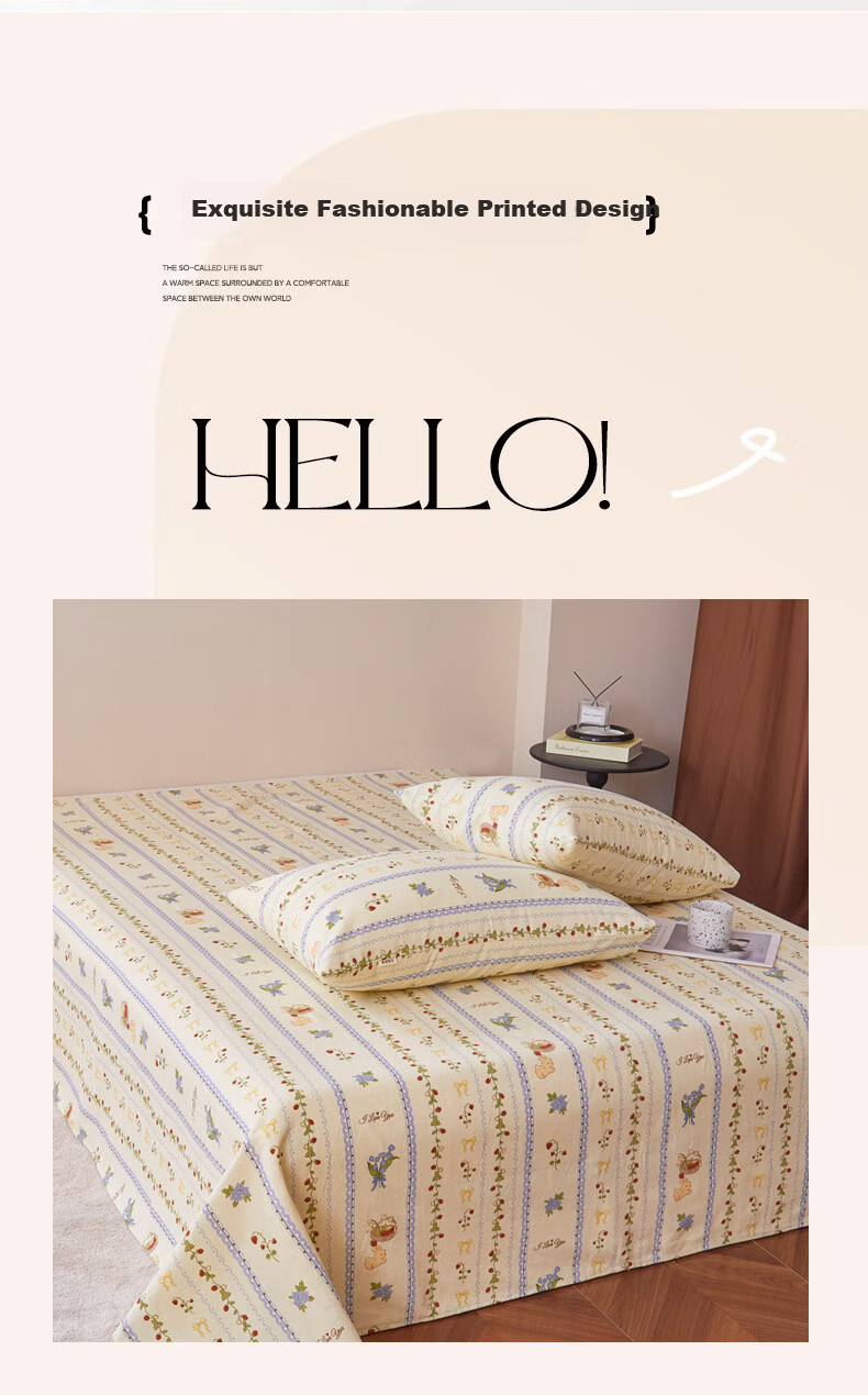 Hongdou Rustic Fabric Bed Sheet Single Piece Quilt Cover Double/Single Bed Sheet Four Seasons Skin-Friendly Bedding Bedspread 150*230cm Cat Paw 9
