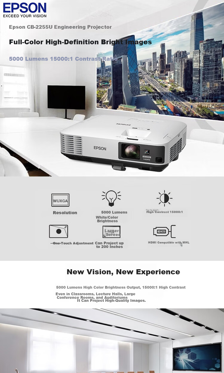 Epson CB-L690U 3LCD Projector, Commercial High-Definition Bright Laser Engineering Projector (6500 Lumens, WUXGA Large Screen) [Mounting Bracket + Screen + Installation] 4