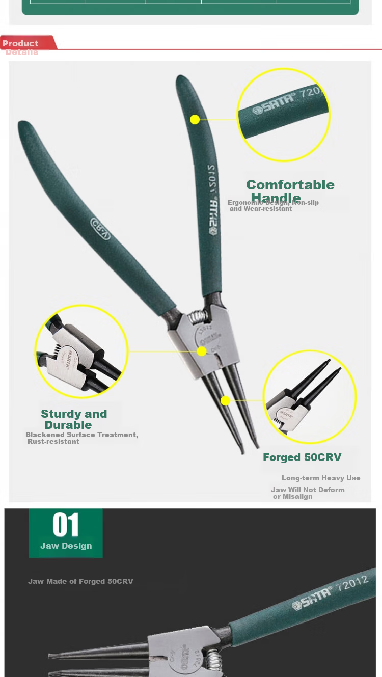 Shida German-Style Straight-Body Circlip Pliers (External Circlip), 5 Inches, 72011 2