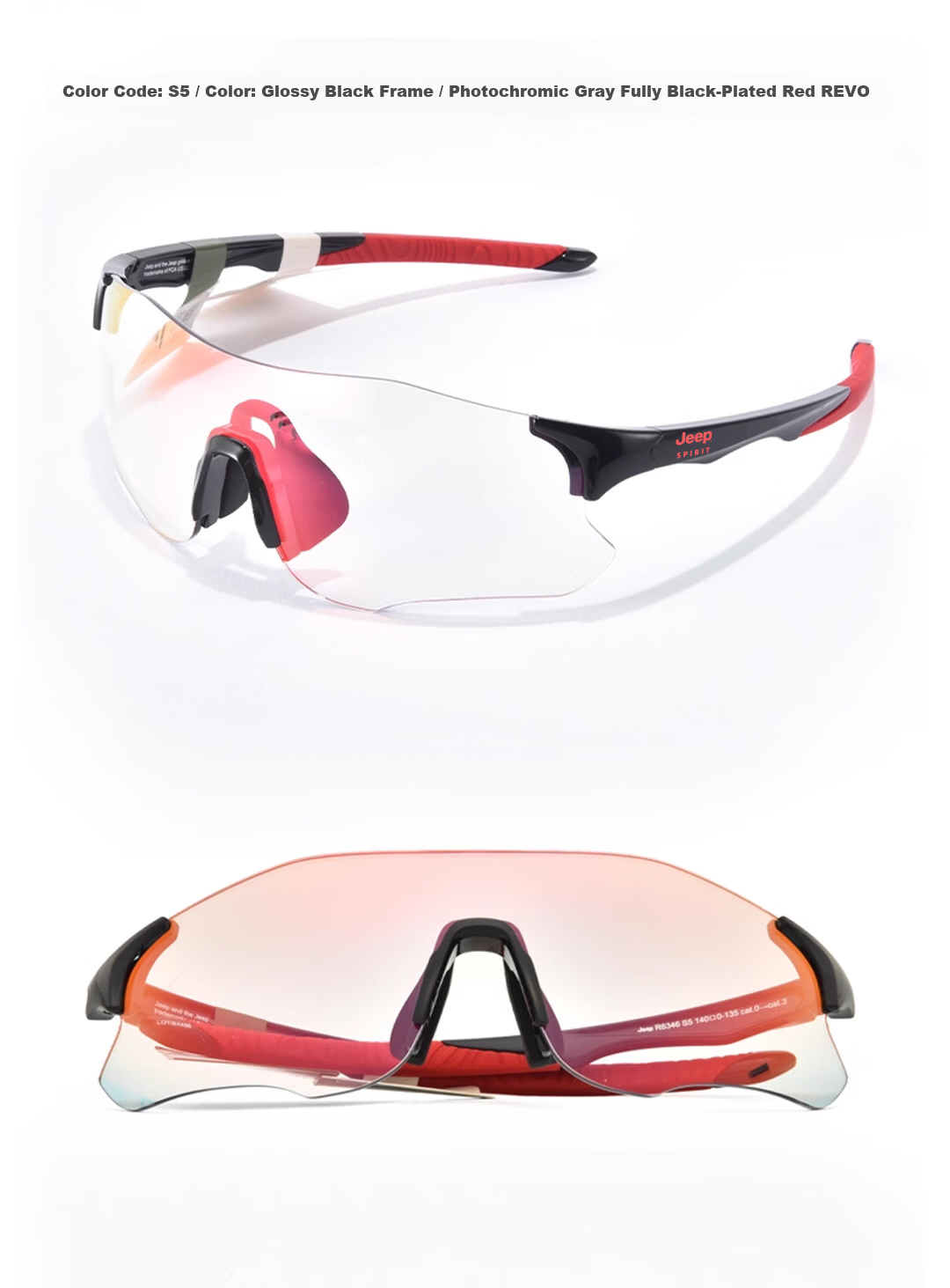 JEEP SPIRIT Cycling Running Sunglasses Unisex Marathon Outdoor Sports UV Protection Windproof Anti-Fog Day and Night Use 24