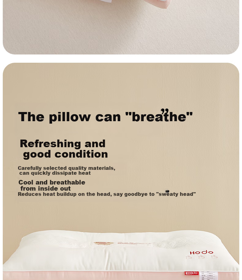 Hongdou 10% Cashmere Protein Neck Support Pillow for Cervical Spine Deep Sleep 48x74cm Pink 14