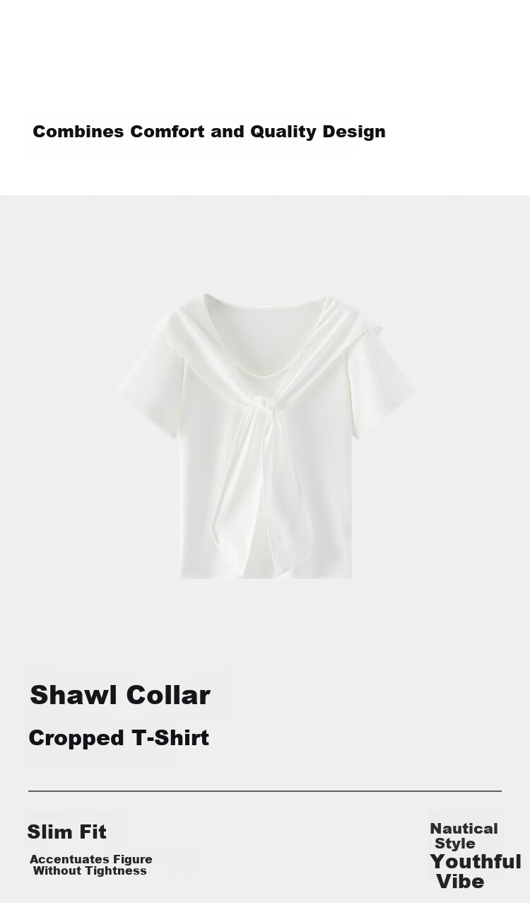 Semir Women's Summer Short Sleeve T-Shirt 2026 Lace Shoulder Shawl Collar Fake Two-Piece Slim Top 109326100024 11