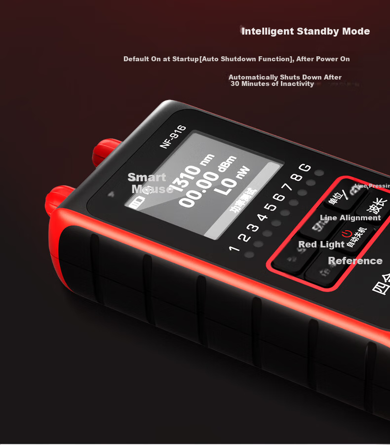 Smart Mouse NF-916 Mini Fiber Optic Network Cable Tester 4-in-1 2.5mm Optical Power Meter Red Light Pen 14