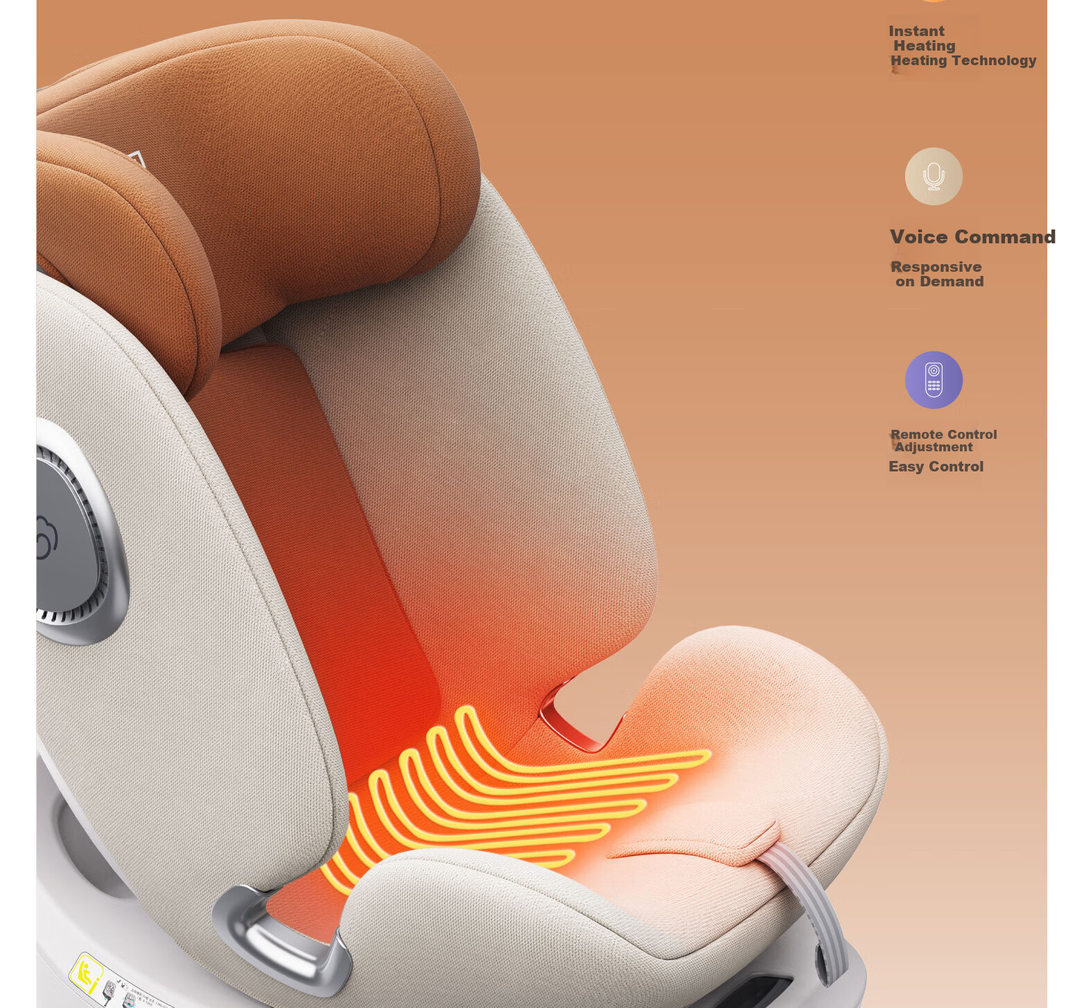 Chuyingbei Child Safety Car Seat for 0-7-12 Years Old Baby, Infant Car Seat with Recline, Smart Ventilation and Heating 14
