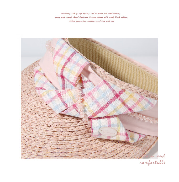 CACUSS Large Brim Open-Top Women's Summer Outdoor Fashion Straw Sun Hat Soft Pink 9