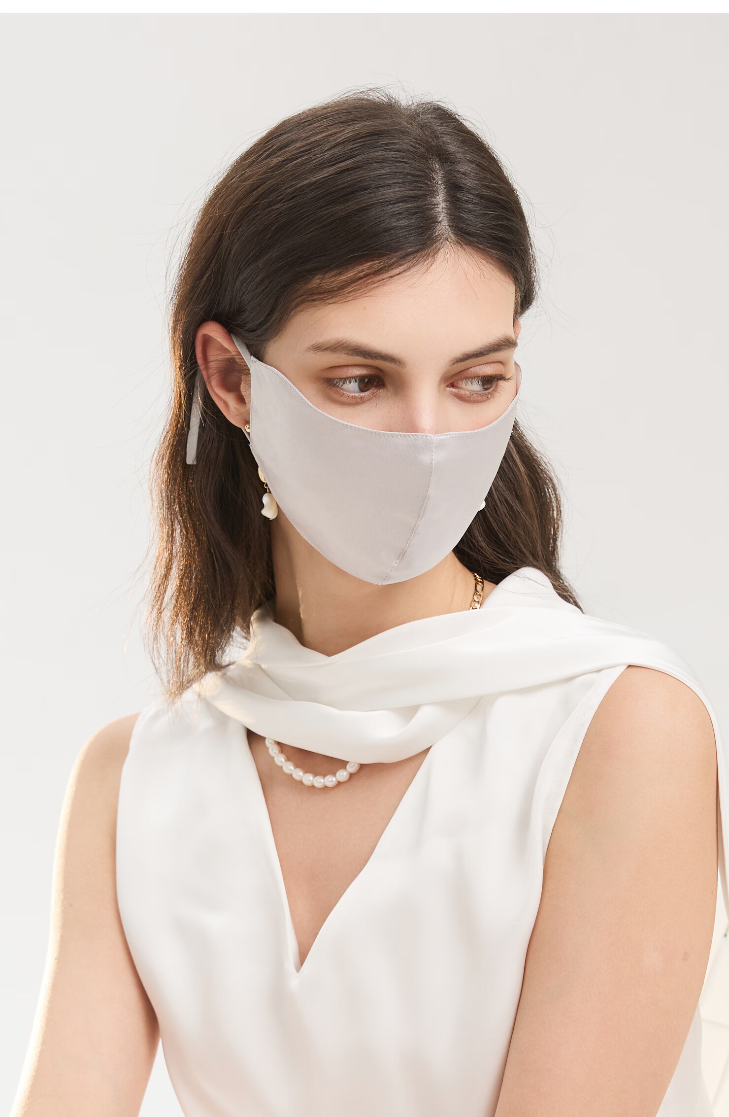 ELLE 100% Mulberry Silk Embroidered Women's Summer Sun Protection UV Face Mask Gift 17