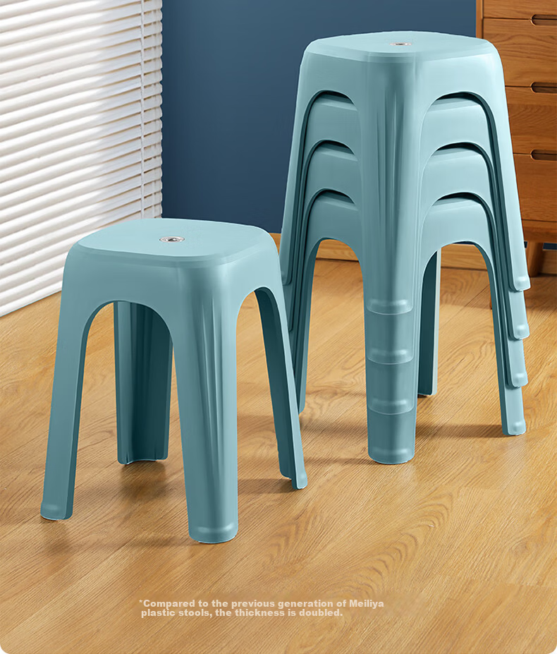 MARYYA Plastic Stool, Durable Household Rubber Stool, Stackable High Stool, Thickened Square Bench, Adult Living Room Dining Table High Stool 2