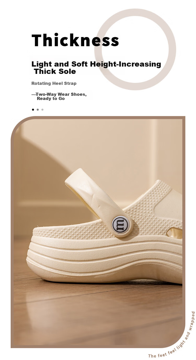Darsi Xiansen Women's Summer Outdoor Hole Shoes Beach Sandals Simple Non-Slip EVA Thick Sole Outdoor Closed-Toe Slippers 8