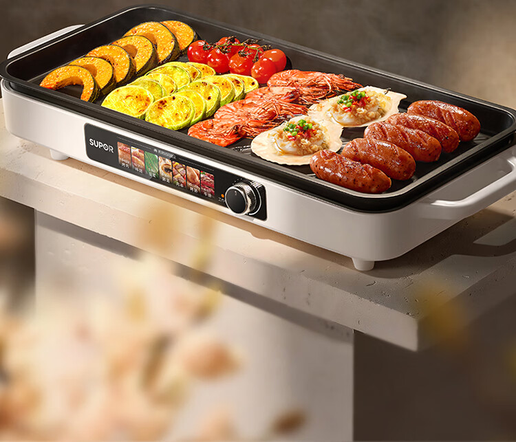 SUPOR Electric BBQ Grill Pan 2026 New Home Electric Grill Multi-Functional Skewer and Meat Grill Titanium Non-Stick Smokeless Detachable GJ5125P821 3