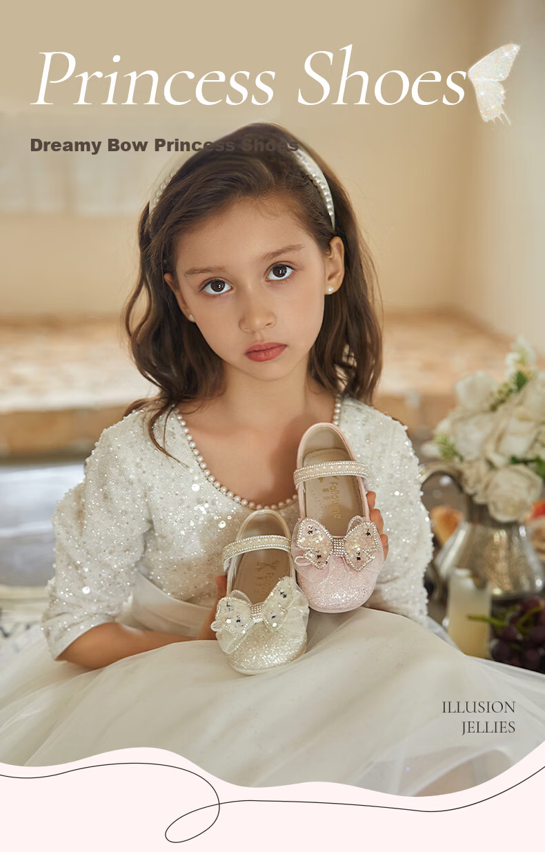 Fulomi Girls Princess Shoes Spring Autumn Children's Sequin Crystal Flats Performance Dress Shoes Light Gold Size 30 1