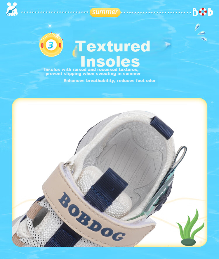 BOBDOG Kids Summer Beach Shoes Boys Closed-Toe Sandals Large Children Shoes 105532108 Black/Light Gray 25 4