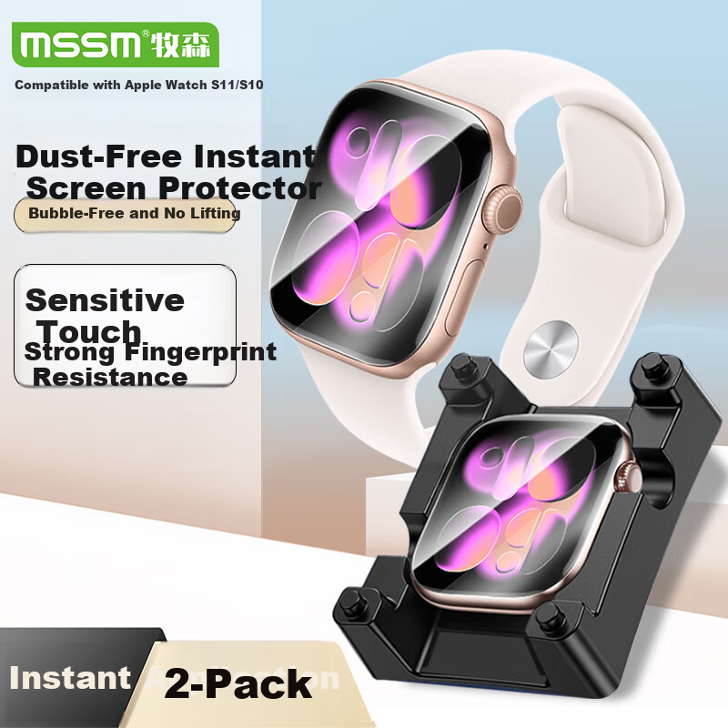 MSSM Apple Watch Screen Protector Film for Apple Watch SE3/SE2 iWatch S9/S8/S7/6/5/4 44/45mm Full Coverage Hydrogel Film - 44mm