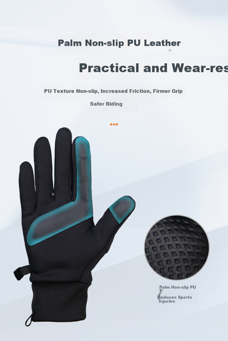 PEAK Cycling Gloves Unisex Autumn Winter Waterproof Mountain Bike Outdoor Sports Non-slip Touchscreen Warm Gloves Black 5