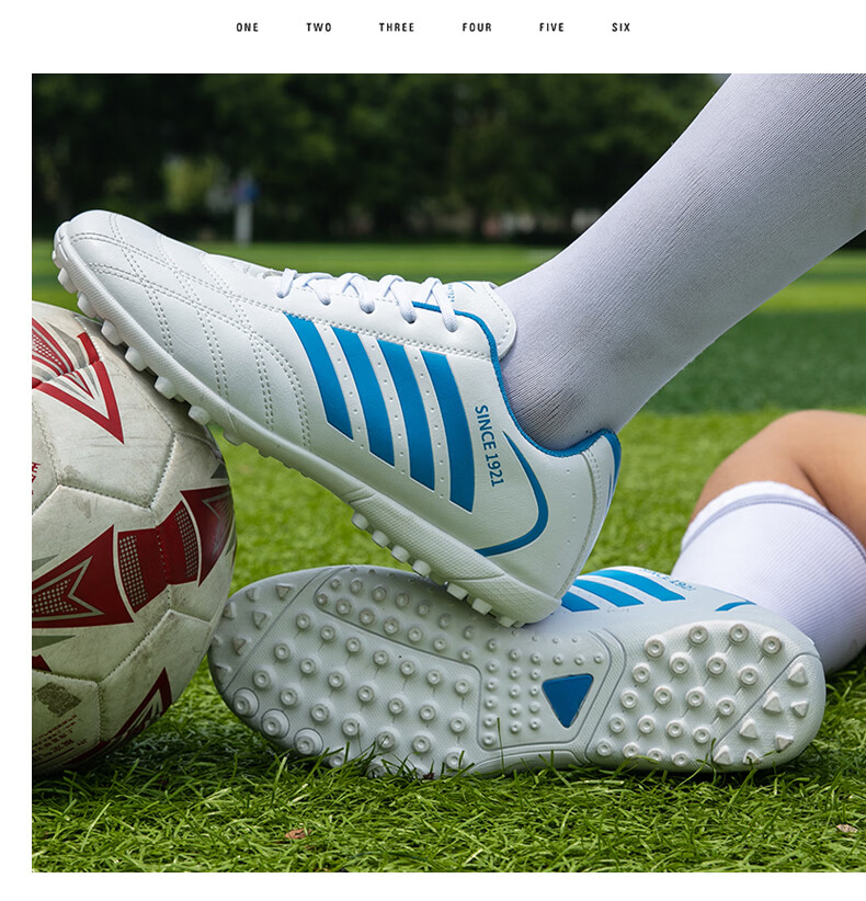 Shuangxing Men's Football Shoes Professional Adult Durable Lightweight Comfortable TF Soccer Cleats White Platinum 41 27