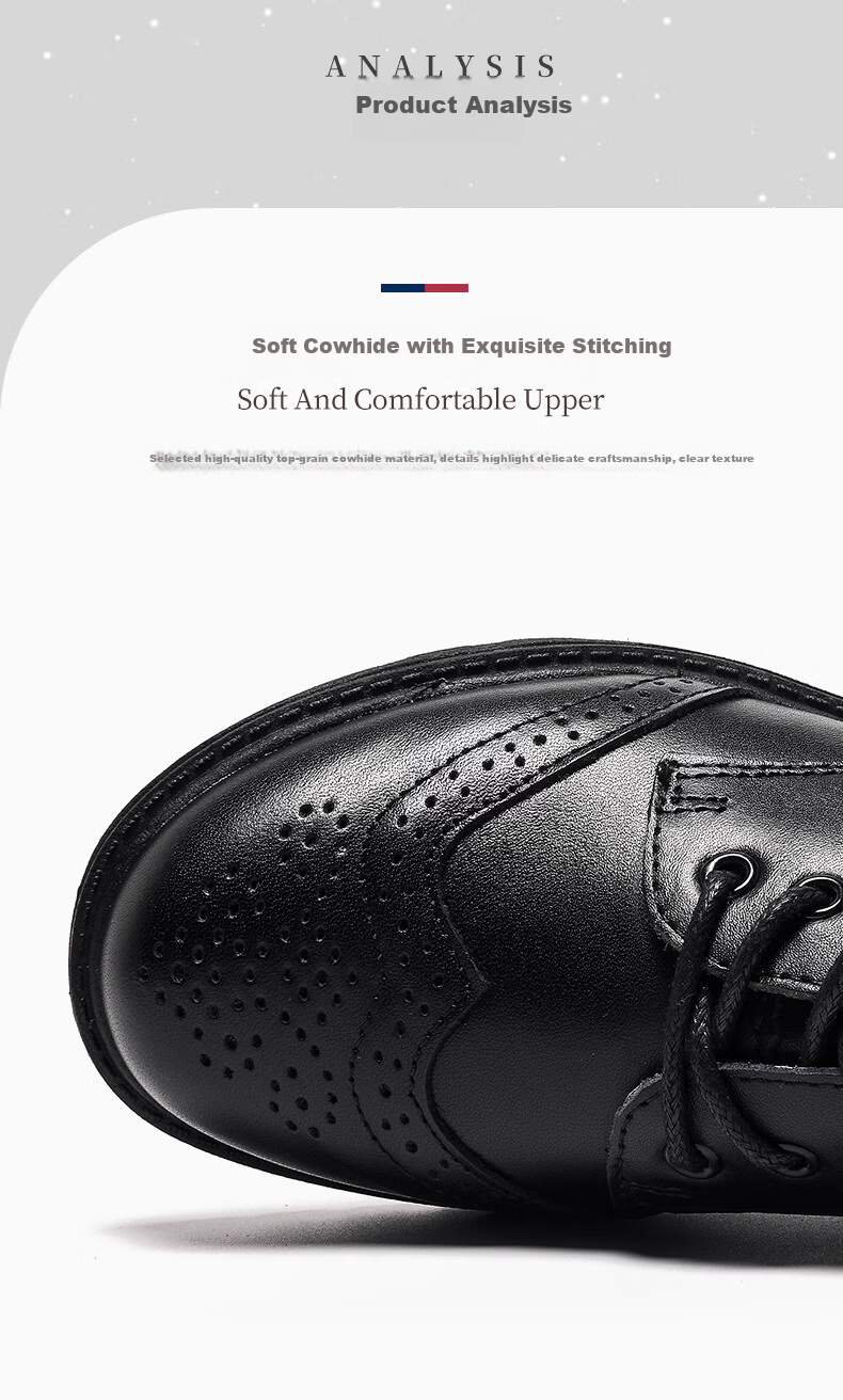 Aokang Children's Shoes, Boys' Leather Shoes, Black Soft-Soled Performance Shoes, New Spring And Autumn Style, British-Style Genuine Leather Performance Shoes for Older Childre 6