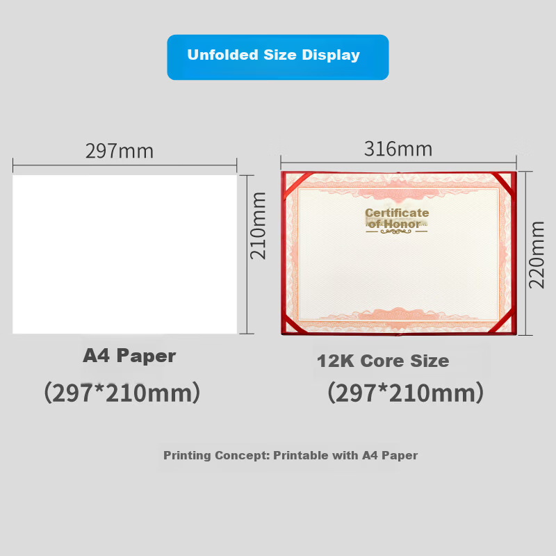 DSB 12K/10-Pack Velvet Classic Honor Certificate Cover Customizable Award Certificate Holder with 20 Inner Sheets 050808
