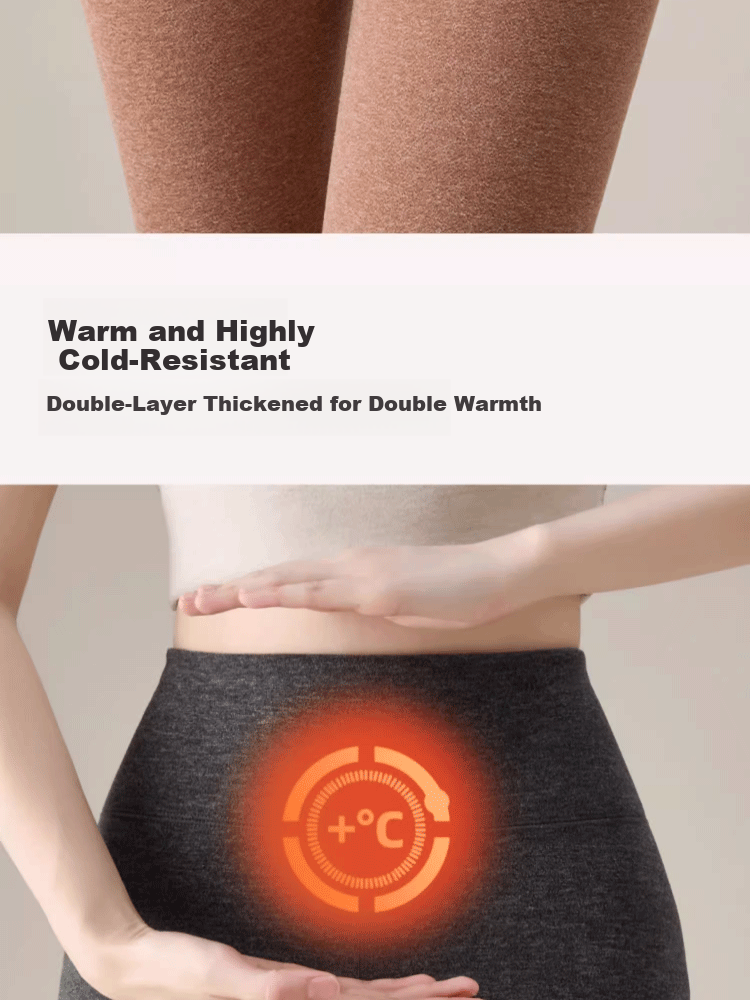 Ziyouxi Women's Autumn Winter High-Waist Thermal Wool and Silk Antibacterial Fleece-Lined Leggings 10A 10