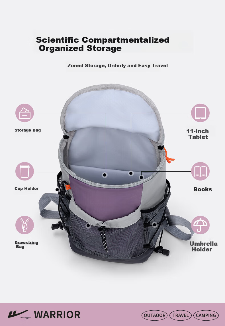 Warrior Outdoor Large Capacity Lightweight Stylish Water-Resistant Casual Hiking Backpack Travel Bag for Men and Women School Bag 15